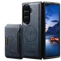 Prabangus 2 viename stipriai magnetinis odinis piniginės dėklas su kortelių lizdais ir telefono dėklu, skirtas Samsung Galaxy Z Fold 7, su stoveliu ir belaidžio įkrovimo dangteliu Galaxy Z Fold7 šviesiai ruda spalva