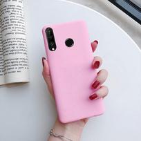 Saldainių spalvos silikoninis telefono dėklas Huawei P30 Lite P20 Lite P40 lite E P Smart Z Y5 Y6 Y7 Y9 2019 Y5P Y6P Y7P matinis minkštas dėklas Y5 2019 rožinė
