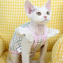 Fenice Pure cotton hairless cat Sphynx German spring summer thin cotton suspenders flying sleeve vest air-conditioned clothes (as the picture,XS（old）)