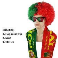 Hot National Team Football Match Wig Flag Glasses 3pcs  Football Fan Cheering Costume Sports Event Party Supplies