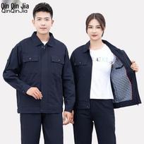 Men's Long-Sleeve Pure Cotton Workwear Set 175 tamsiai mėlyna spalva