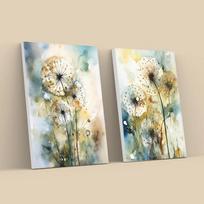 2pcs/set Dandelion Art Oil Painting Canvas with Wood Frame Draw Wall Decor Home Living Room Decorations 30x40cm (as the picture,30x40cmx2pcs)