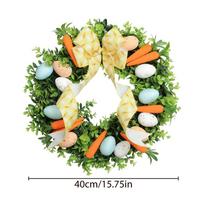 Easter Wreath Handmade Cute Egg Carrot Design Festive Garland Front Door Wreath Decor For Window PorchWall Indoor 40x40cm