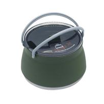Portable Foldable Silicone Kettle, Camping Tea Kettle and Coffee Pot, Compact Boiling Kettle for Hiking Gear tamsiai žalia spalva