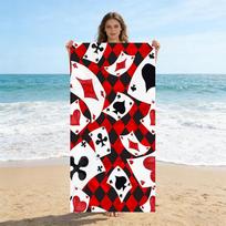 1pc Funny Poker Suits Beach Towel Large Quick-drying Towel Suitable for Beach Yoga Pool Gym Towel Summer Gift for Friends 40X60CM black