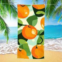 Vibrant Orange Fruits Beach Towel Patterned Sunscreen And Windproof Suitable For Swimming Pool Camping Travel Blanket 35x75cm&1pc orange