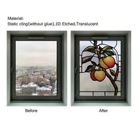 Custom Size 3D Matte Window Film, Stained Glass, Decorative UV Window Sticker, Privacy Frosted Static Cling Fruit, Home Decal (as the picture,40X55cm)
