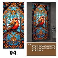 European Style Colorful Stained Glass Film Static Clings Modern Art Geometry Pattern Privacy Window Stickers Sunshade Home Decor (as the picture,40x100cm)