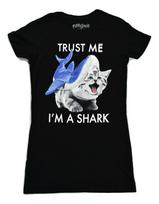 Fifth Sun Juniors Trust Me I'm A Shark Kitten Funny Shirt New XS L