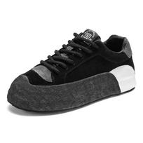 Men's thick soles increase casual sports shoes non-slip comfortable breathable vulcanized shoes walking running men's shoes 42 black