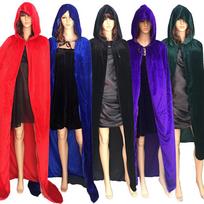 Adult Velour Grim Reaper Floor-Length Cape S 110cm mėlyna