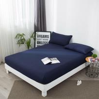 „Hotel Pure Color“ vandeniui atspari čiužinio apsauga su elastine juostele Kvėpuojantis lovos užvalkalas kūdikių drėkinamasis paklodė čiužinio užvalkalas nuo erkių ir plaunamas 90*200+30cm tamsiai mėlyna spalva