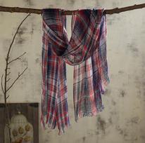 Pure Linen Plaid Scarf Women'S Light And Breathable Japanese Sweet Style Women'S Shawl Silk Scarf 65 * 180 + 2 * 10cm beard