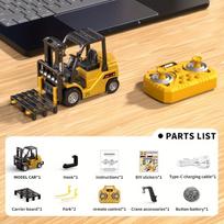 1:64 Mastelio Mini Nuotolinio Valdymo Šakinis Krautuvas-Kranas Rinkinys Simuliacinis Modelis Lydinio Korpusas Nuotoliniu Būdu Valdomas Kėlimas Apima Programėlę Palaikantį Mobilų Valdymą Standard Edition geltona