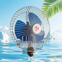 Universal Electric Tricycle Fan: High-Power Cooling for Food Carts & Agricultural Vehicles No (Car Lighter Plug and Clip)