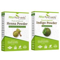 Attar Ayurveda Natural Hair Color Powder Kit Henna Indigo Combo Pack For Black Brown Shades Chemical Free Hair Dye 200 G X  Pack of 2