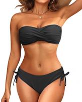 Dalinis maudymosi kostiumas moteriškas naujas seksualus bikini trijų dalių vamzdelio viršus daugiaspalvis maudymosi kostiumas S juoda