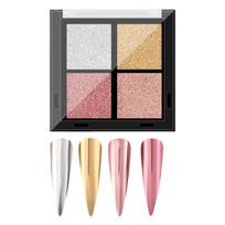 FsGrg Mirror Finish Nail Polish Powder Nail Mirror Aurora Powder 2 Pink 4-Color Set Powder, (Gold, Silver, Colors)