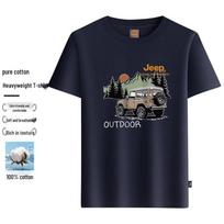 JEEP Men's Pure Cotton Round Neck Short Sleeve T-Shirt XL tamsiai mėlyna spalva