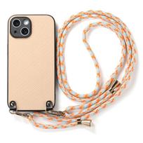 Aramid Fiber Pattern Leather Case for iPhone 17 Air 16 15 Pro Max 16e 14 Plus 11 12 13 Mini Chain Crossbody Lanyard Cover XL012 iPhone Air chaki