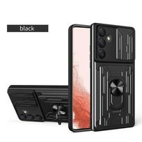 Case For Samsung Galaxy S24 FE Ultra S23 Plus A15 A25 A35 A55 5G A14 A24 A34 A54 Cover Card Pocket Ring Stand Fundas Coque Capa For Galaxy S24 juoda