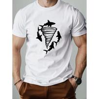 Men'S Whale and Shark Tornado Graphic T-Shirt - Crew Neck Short Sleeve Tee , Summer Cotton Tee for Adults, Casual Summer Wear | Cotton Fabric S balta
