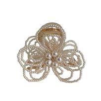 Sweet Pearls Flower Shark Clip Elegant Handmade Beads Hairgrips Grain-like Beads Hair Claw  Daily balta
