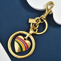 Rainbow Heart Alloy Bag Charm With Electroplated Finish For Fashion Accessories auksas