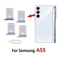 Phone SIM Chip Tray For Samsung Galaxy A55 A556 A556V A556B A556E Pocket Holder With Tool tamsiai mėlyna spalva