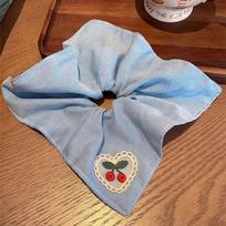 1pc  New high-value cherry pure white hollow fabric square scarf with large intestine headband and sweet headband hair accessory