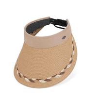Portable Straw Visor Cap Breathable Polyester Sunscreen Empty Top Hat Versatile Lightweight Wide Brim Woven Cap Summer chaki