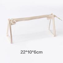 Transparent Triangular Pencil Case Large Capacity Simple Pen Bag Soft Pencil Cases PVC School Student Stationery Office Supplies smėlis