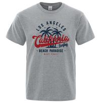 Los Angeles California Beach Paradise T-shirt Men's and Women's Summer Cotton Y2K Clothing Short Sleeve Top S