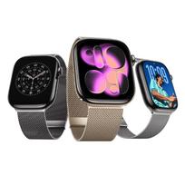 ShineTrue Milanese Magnetic Stainless Steel Band for Apple Watch Series 7-11/SE 44/45/46/49mm žvaigždžių šviesos spalva