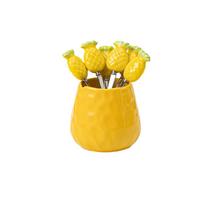 Pineapple Carrot Ceramic Fruit Forks Set Ins Style Household Ceramic Fruit Forks Receipt Jar Home Decoration Creative geltona