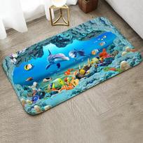 Fun Starfish Shark Beach Ocean Elements Welcome Floor Mat Entrance Doormats Kitchen Rug Home Decor Anti-slip Washable Carpet 1p40x60x1cm