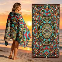 Bohemian Mandala Print Beach Towel Lightweight Durable for Pool Party Beach Vacation Diving Outdoor Gift Unisex 40X60CM