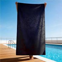 1pc Black Damask Printed Beach Towel, soft lightweight unisex design. Easy to carry for travel and outdoor activities 40X60CM