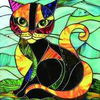 Custom size Window Film Stained Glass Films Frosted Privacy Static Cling cat Sticker Bathroom Skylight Decor (as the picture,30X30cm)