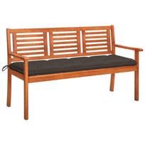 vidaXL Trivietis sodo suoliukas su pagalvėle, 150cm, eukalipto masyvas