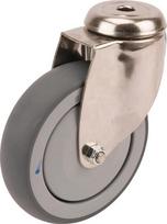 Sukiojamas ratukas guminis 125x32 mm nerūdijantis vienas tvirtinimo varžtas apkrova 100 kg Tente 7470PJC125P3011