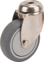 Sukiojamas ratukas guminis 50x19 mm nerūdijantis vienas tvirtinimo varžtas apkrova 50 kg Tente 7470PJH050P3011