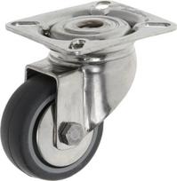 Caster wheel Sukama jungtis, guminis wheel: diameter 50x19mm, nerūdijančio plieno plate fitting: 60x60mm Load: 50kg, Tente 7470PJH050P40