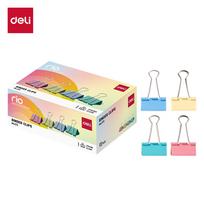 Metaliniai spaustukai DELI Rio 41mm, 12 vnt./pak., įvairių spalvų