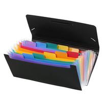 Dėklas dokumentams Viquel Rainbow, 26×13,5cm, 12 skyrelių, su gumelėmis, plastikinis, juodos spalvos