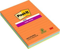 Lipnūs lapeliai 3M Post-it® Super Sticky Large 101mmx152mm 3 vnt. po 45 lapelius linijomis