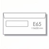 Vokai E65, 10x220mm, 75g, su langeliu kairėje pusėje 30×90, su nuplėšiama juostele, baltos spalvos, 25vnt