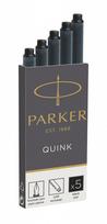 Rašalo kapsulės Parker Quink, ilgos, 5vnt, juodos spalvos