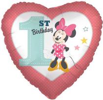 Disney Minnie širdelės formos pirmojo gimtadienio folijos balionas 43 cm