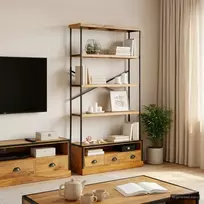 5-nivo knygų spinta Natūrali 100 x 30 x 180 cm